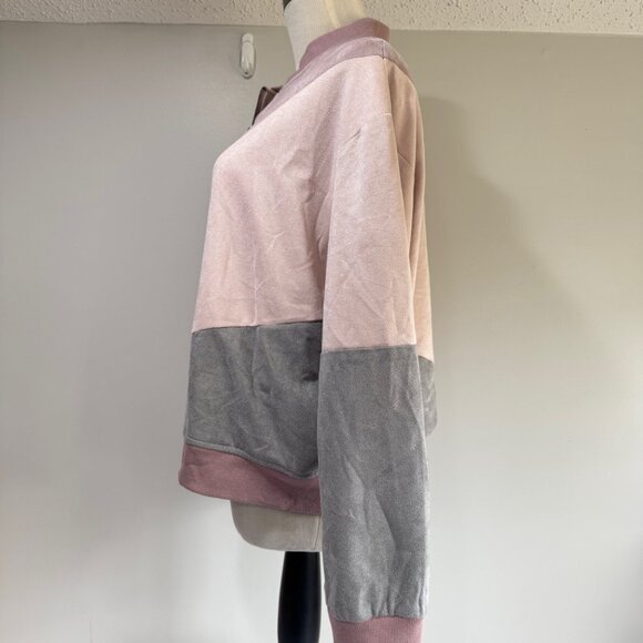 PAPER CRANE Tonal Chevron Color Block Bomber Jacket - Picture 4 of 10